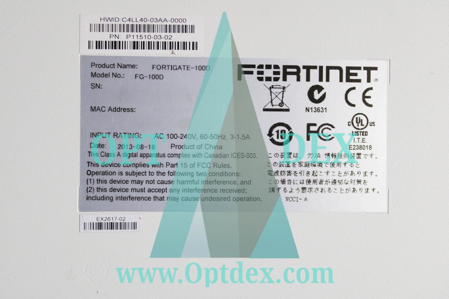 Fortinet FortiGate 100D Network VPN/Security Firewall - FG-100D