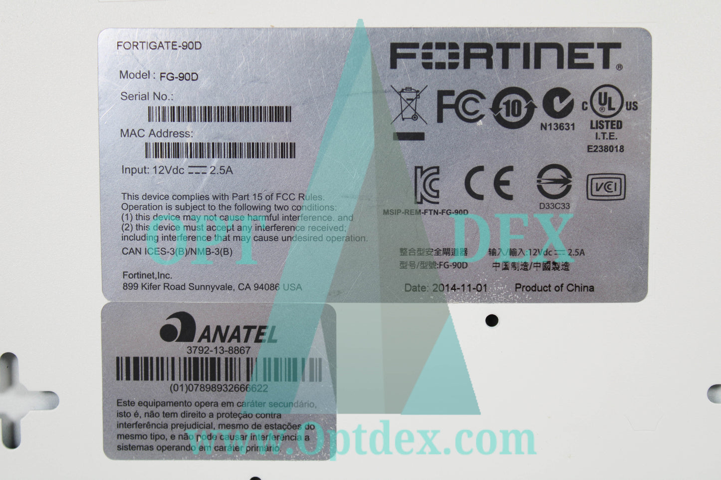 Fortinet FortiGate 90D w/power supply - FG-90D