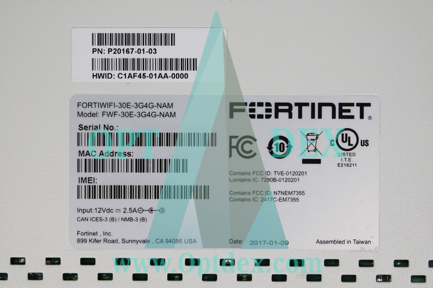Fortinet FortiWifi 30E-3G4G - FWF-30E-3G4G-NAM w/power supply & antenna