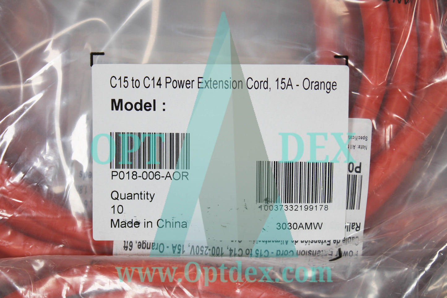 Tripp Lite Extension Cord, C15 to C14, 100-250V, 15A - P018-006-AOR (LOT of 10)