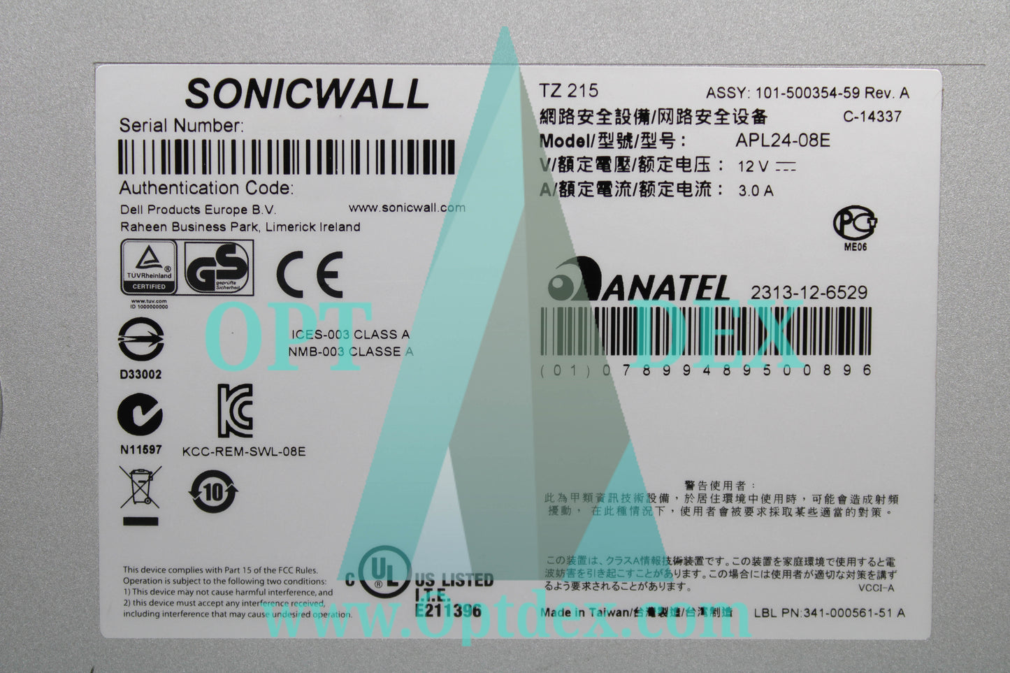 SonicWall Wireless Security Appliance w/ Power Supply - TZ215