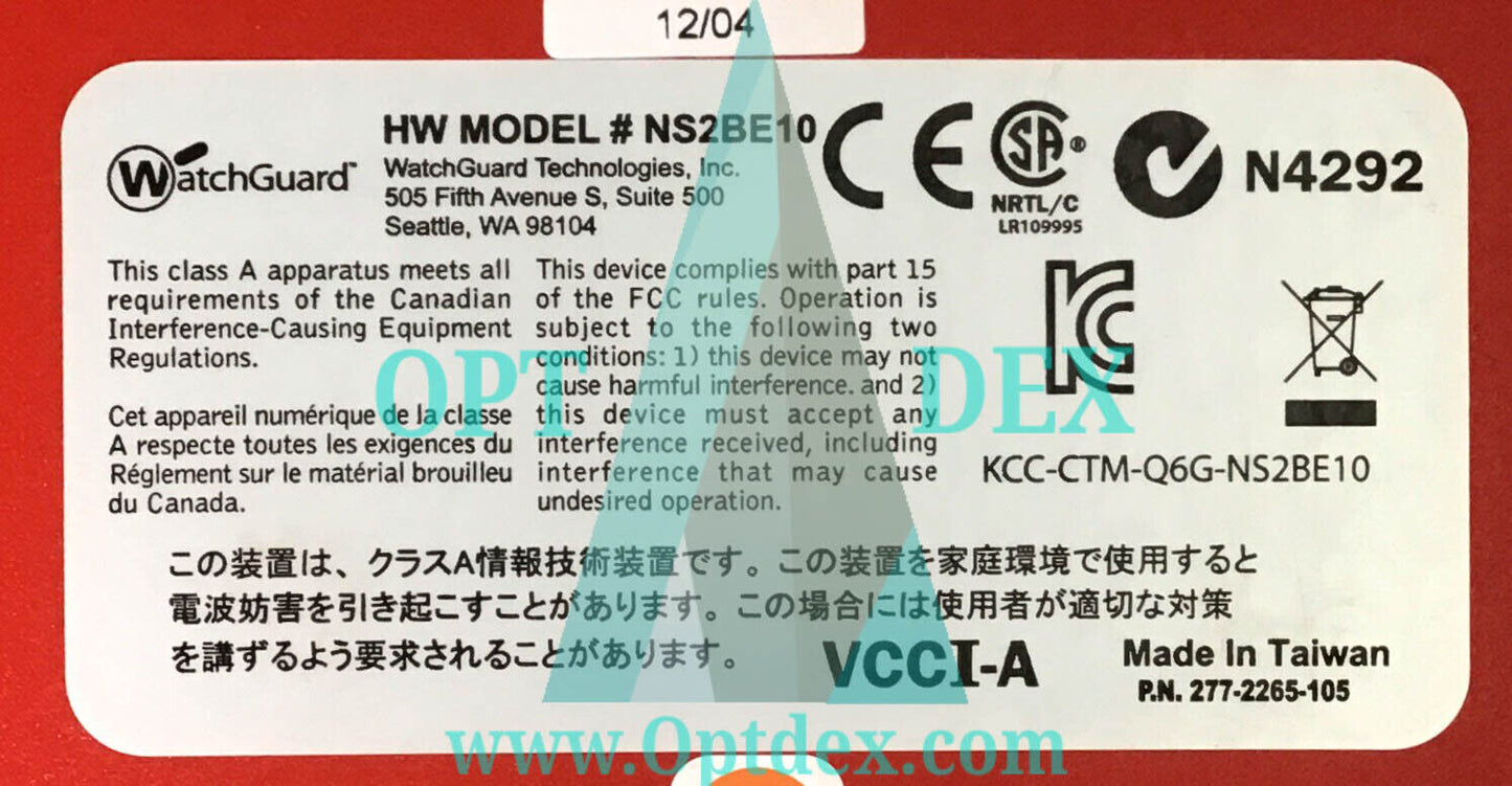 WatchGuard XTM 810 Series 9 NS2BE10