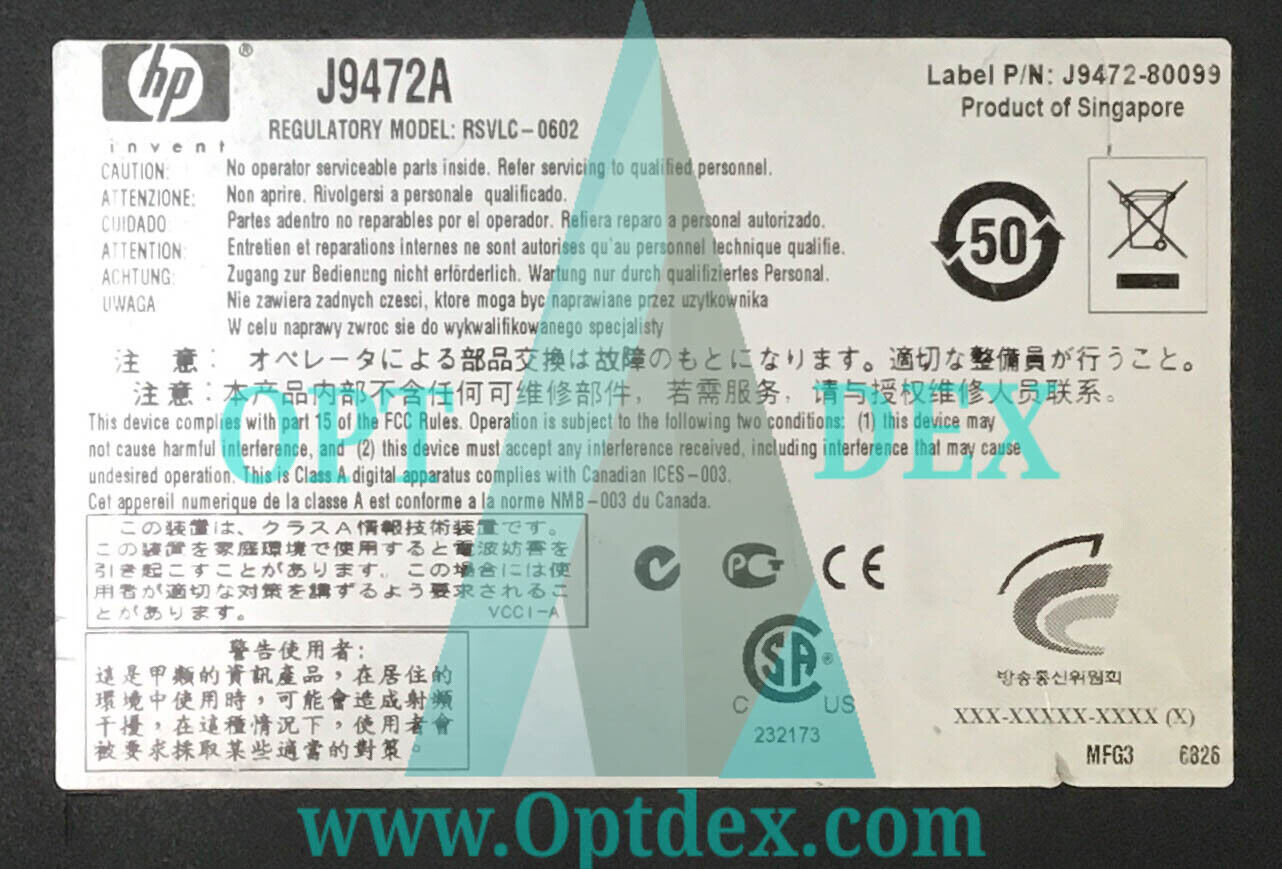 HPE J9472A 3400cl-48G Ethernet Switch - 5 Slot - 44, 4 x 10/100/1000Base-T