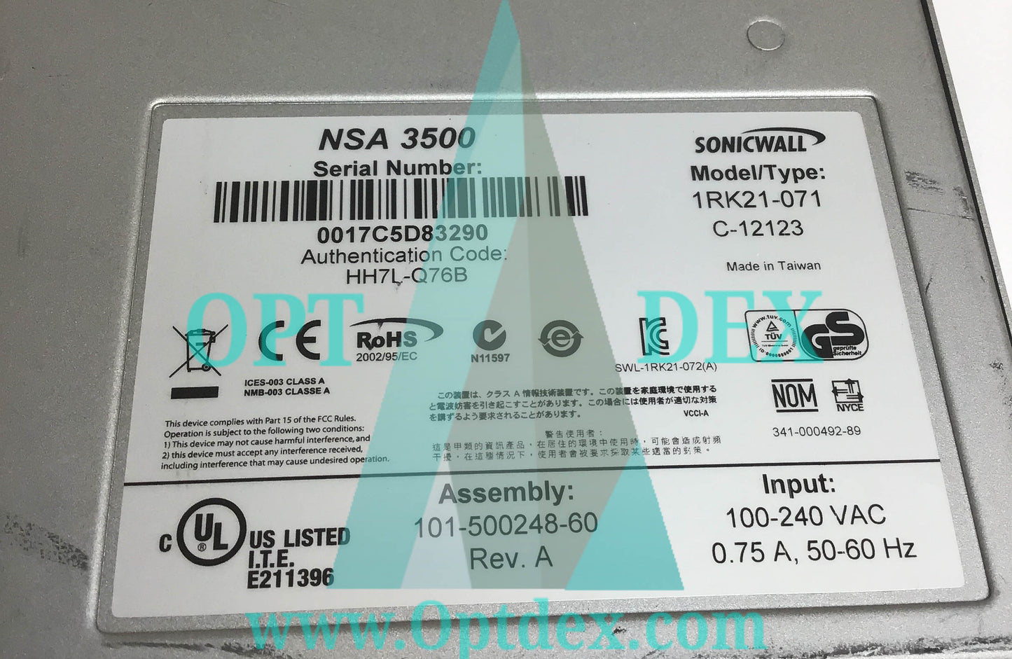 SonicWall Network Security Appliance, 1RK21-071 - NSA3500