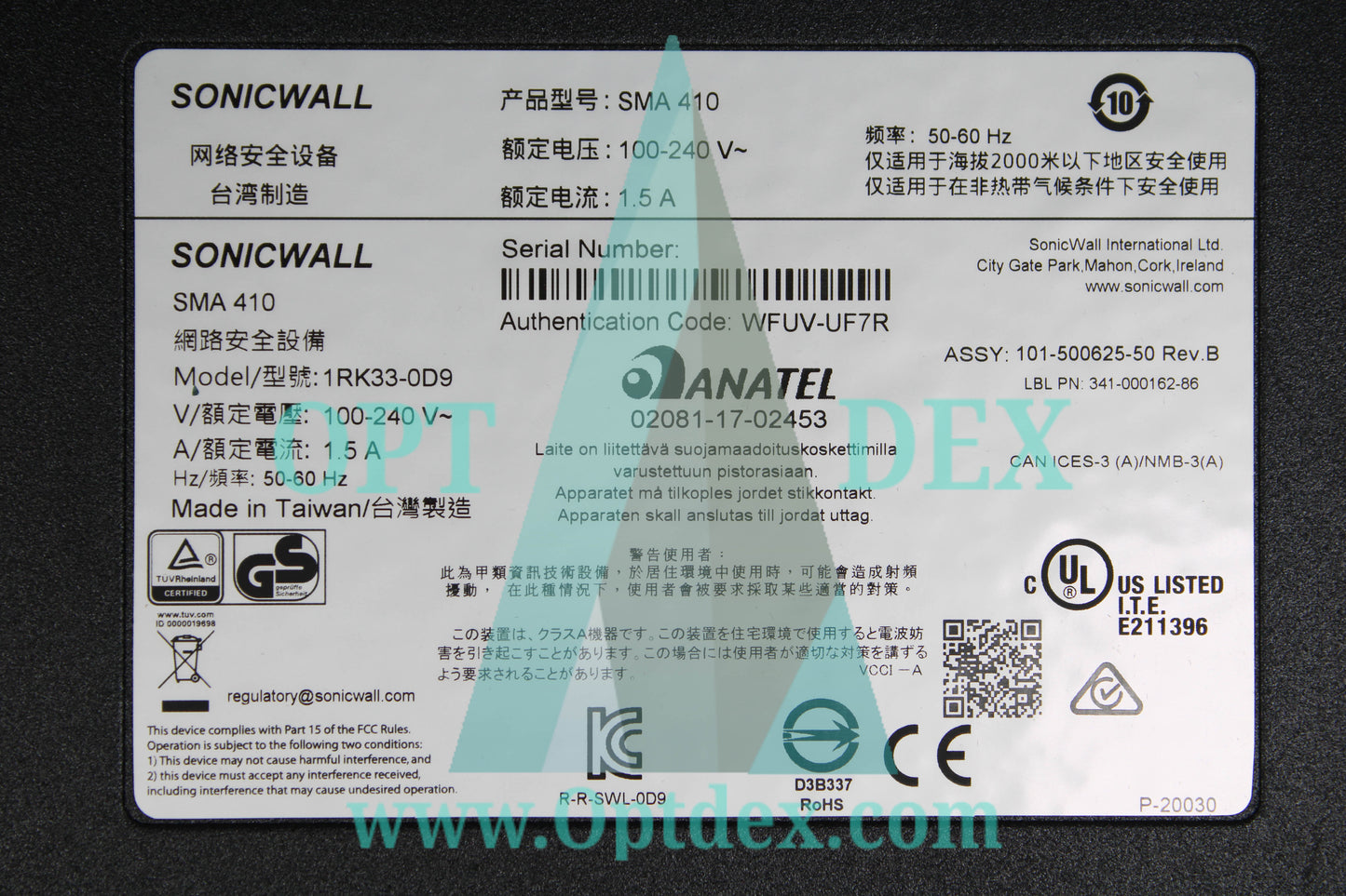 SonicWall SMA 410 Firewall Web Application - 1RK33-0D9 *READ DESCRIPTION*