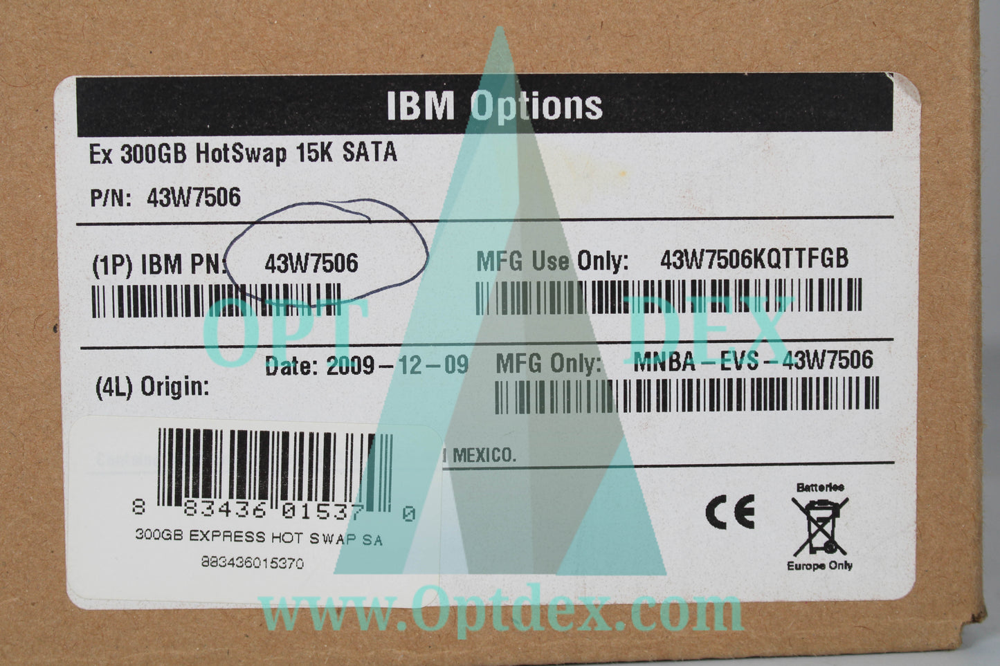 IBM 300GB 15K 3.5" SAS Hard Drive - 43W7506