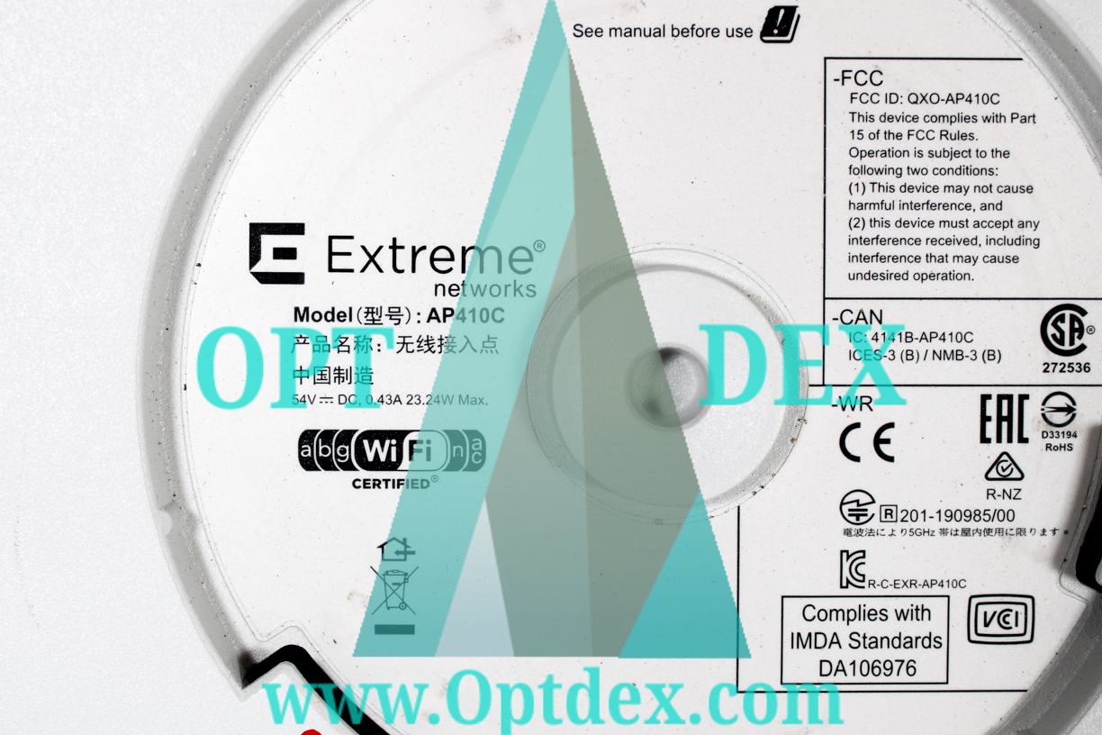 Extreme Networks Wi-Fi 6 (802.11ax) Tri Radio Indoor Access Point - AP410C-FCC