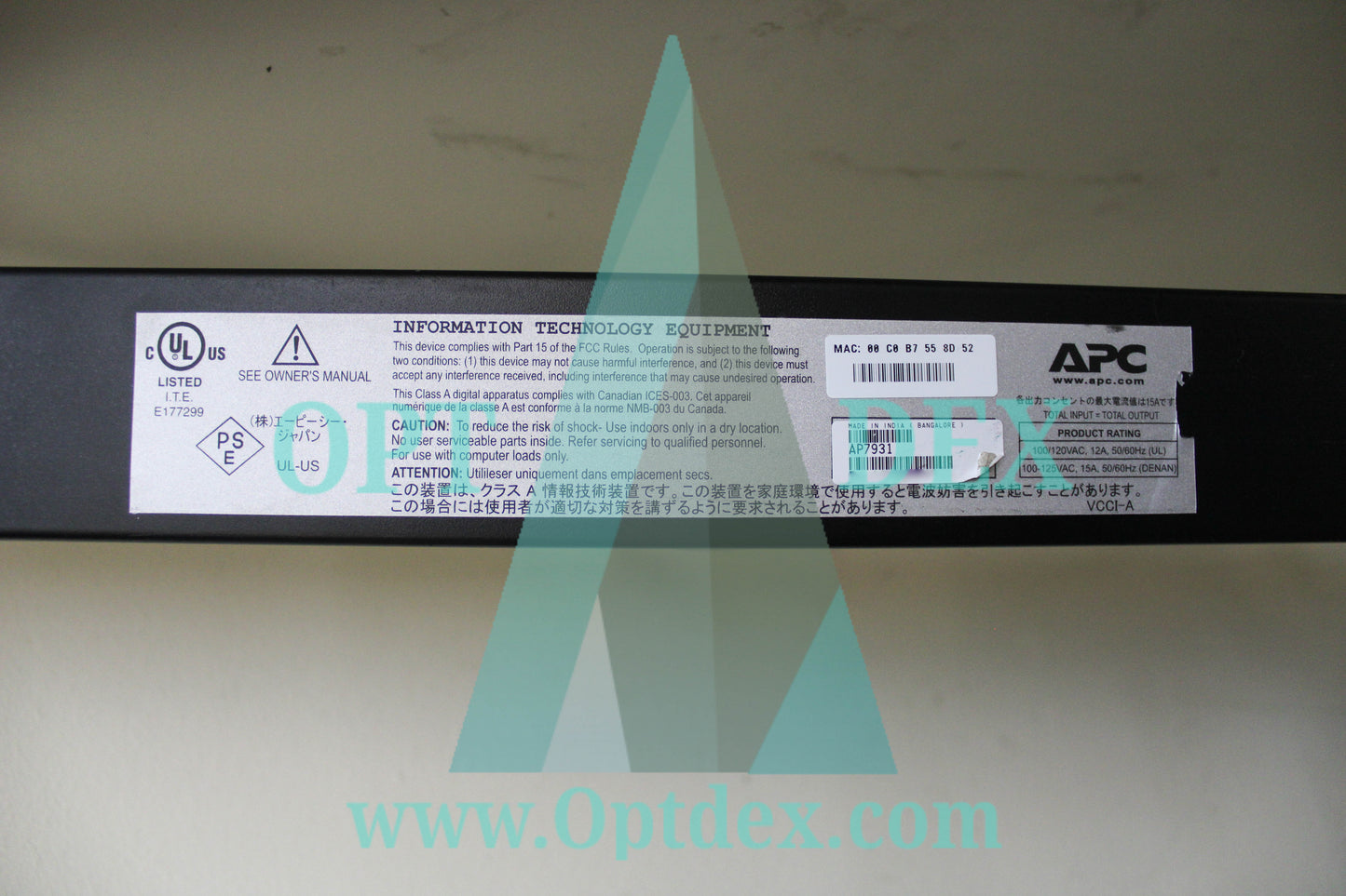 APC Rack PDU, Switched, 15A 100/120V, 5-15P Input Plug 16x 5-15R Output - AP7931