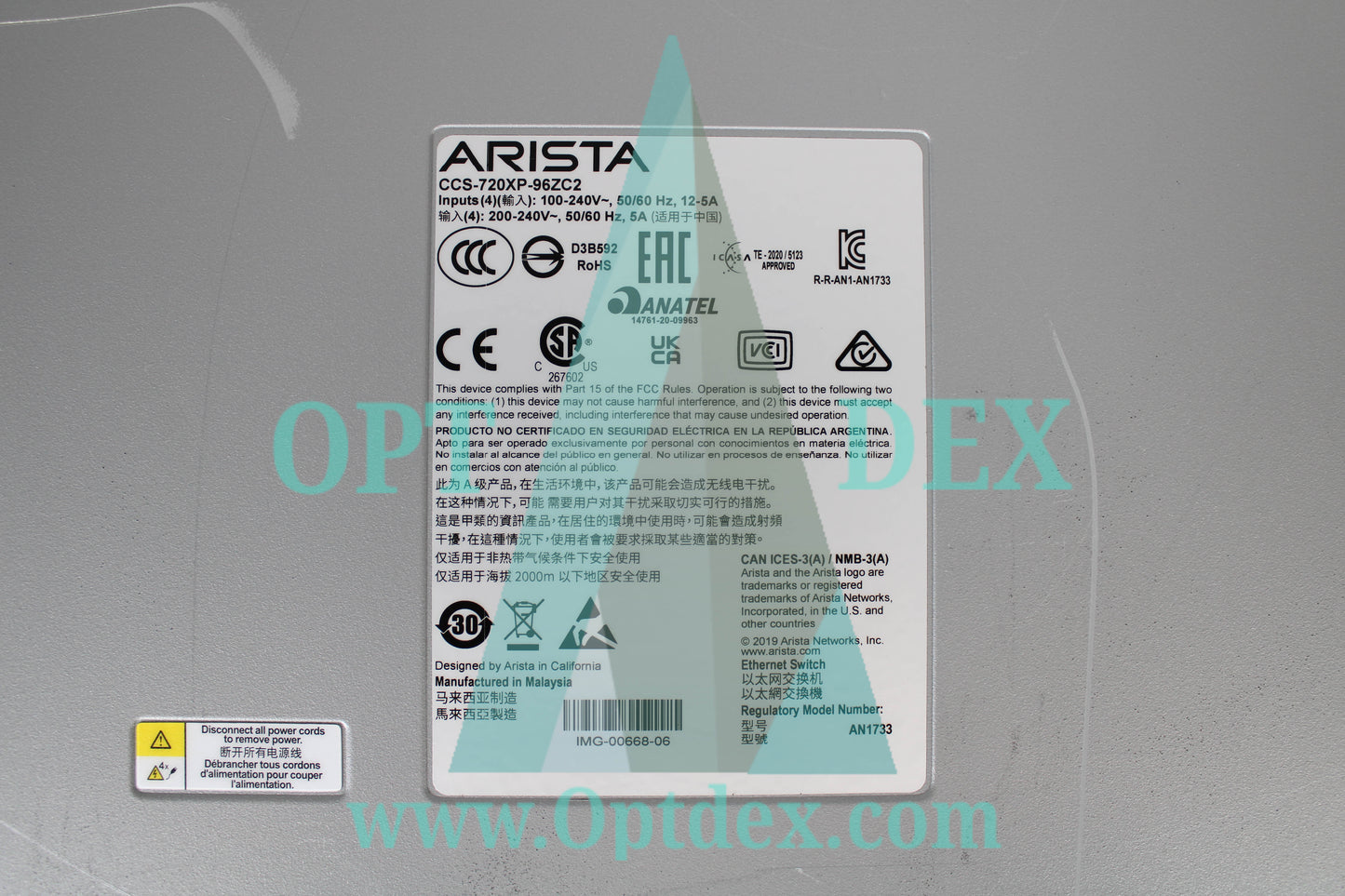 Arista 720XP Series 96xRJ45/4x25G SFP/2x100G QSFP POE Switch- CCS-720XP-96ZC2-4F