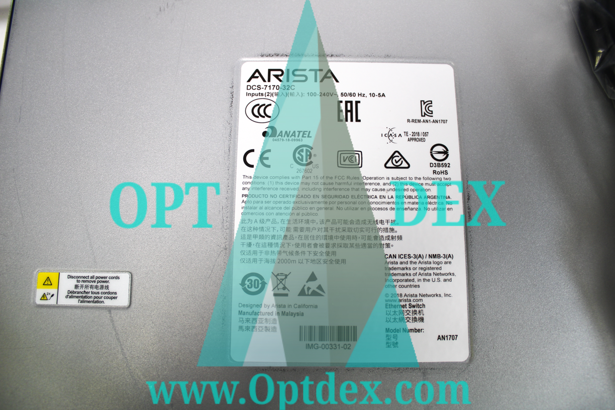 Arista DCS-7170-32C-R with Power Supplies, Fans, and Inner Rails -Refurbished