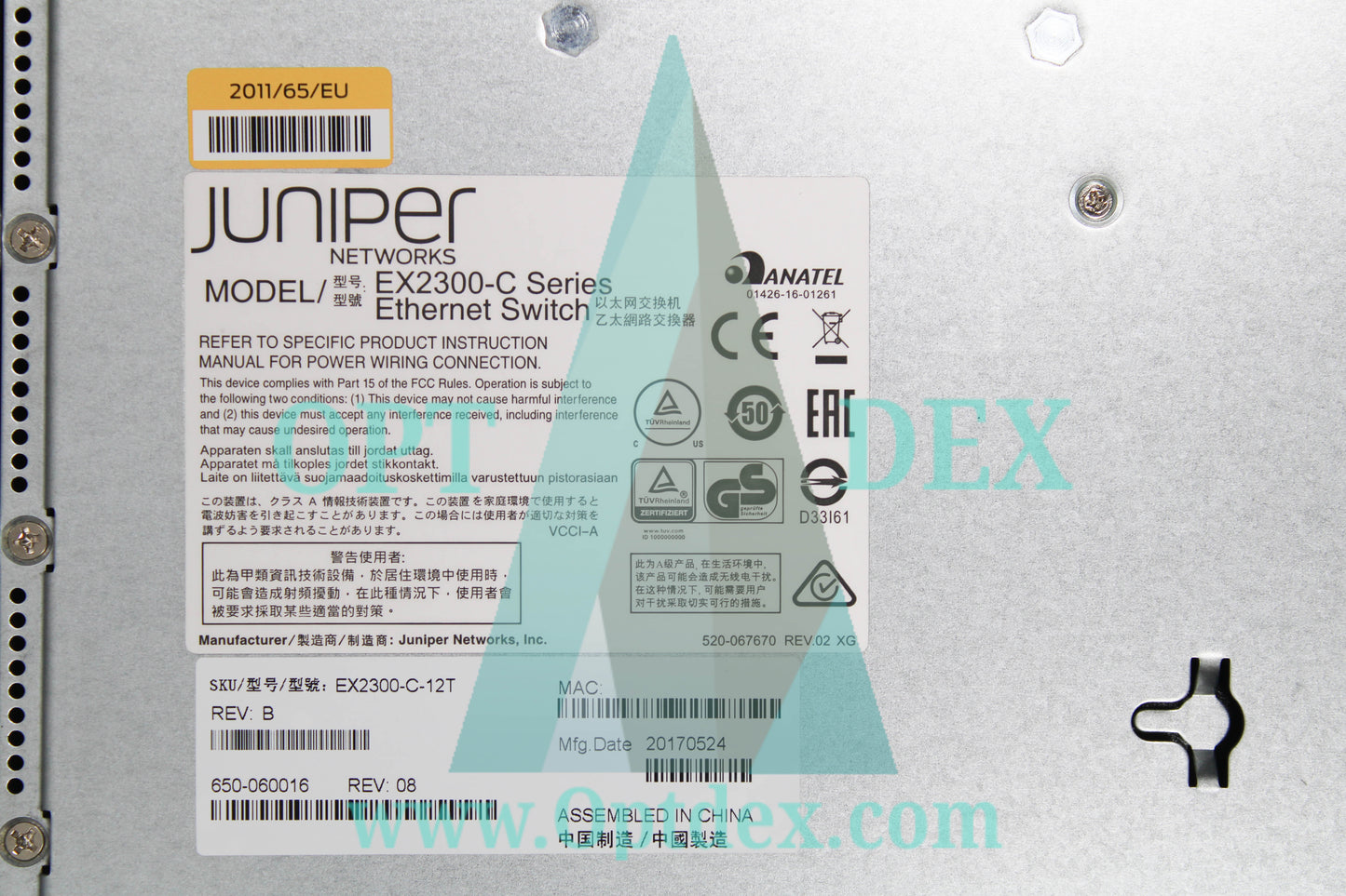 Juniper EX2300 12 Port Compact 10/100/1000BASE-T 2x1/10G SFP/+ - EX2300-C-12T