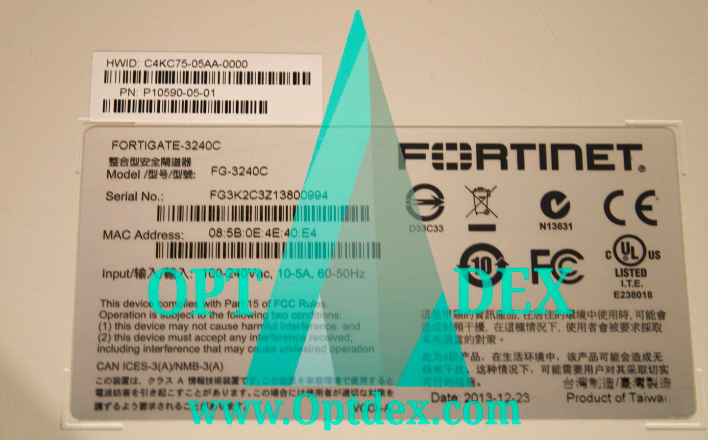 Fortinet FortiGate 3240C Security Appliance 12x10GbE SFP+/16xGbE SFP- FG-3240C