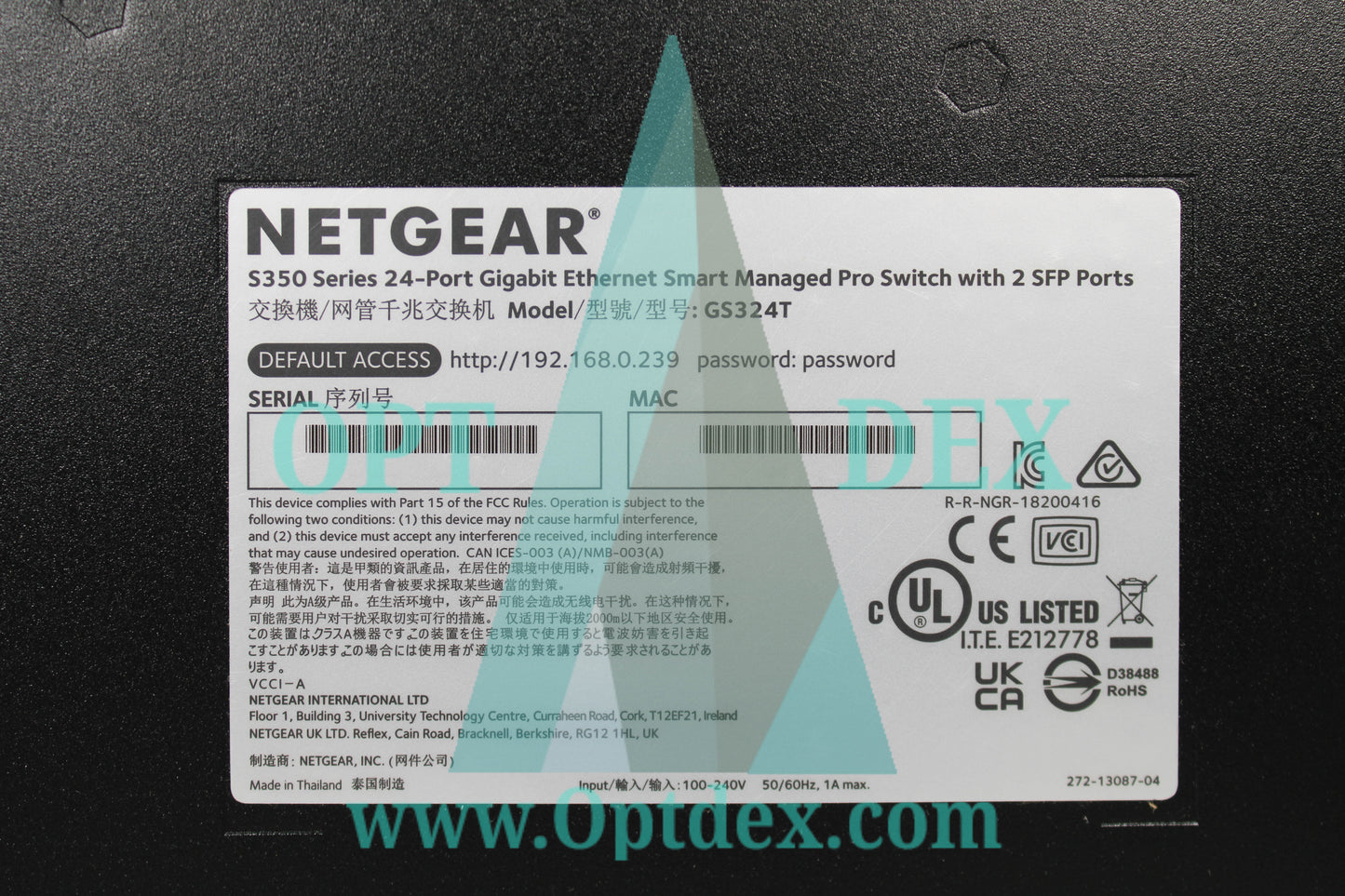 Netgear S350 Series 24 Port Gigabit POE+ Ethernet Smart Switch - GS324T