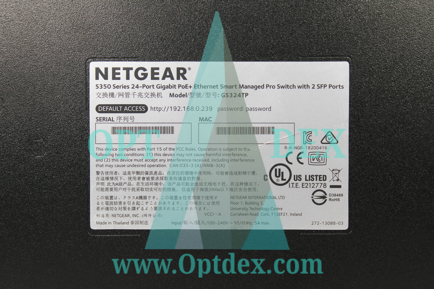 Netgear S350 24 Port PoE + 2 Port 1G SFP Ethernet Smart Switch - GS324TP