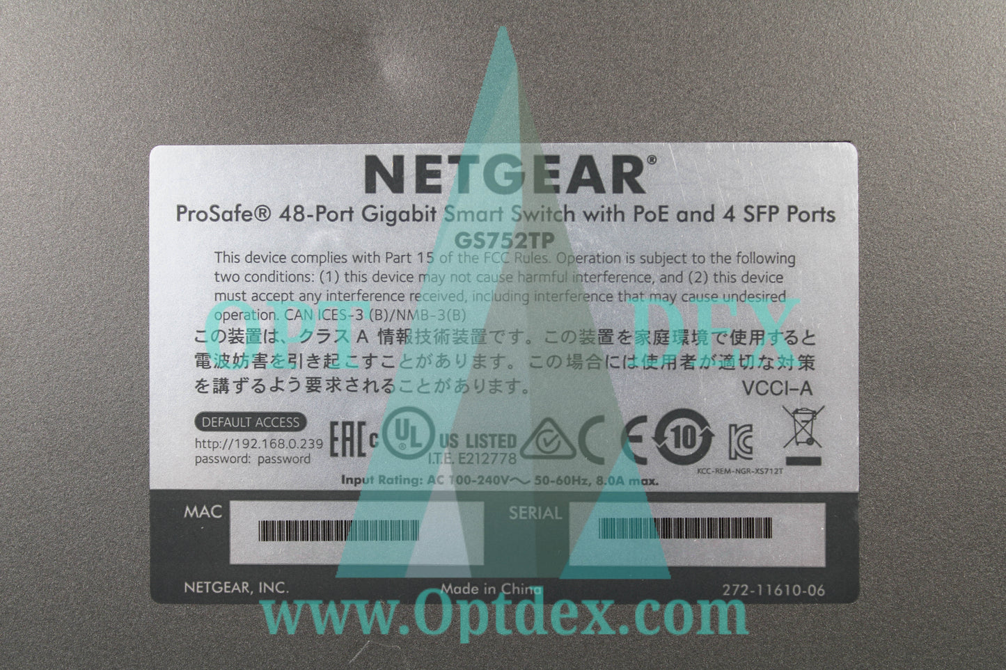 Netgear 52 Port PoE Gigabit Ethernet Smart Switch - GS752TP