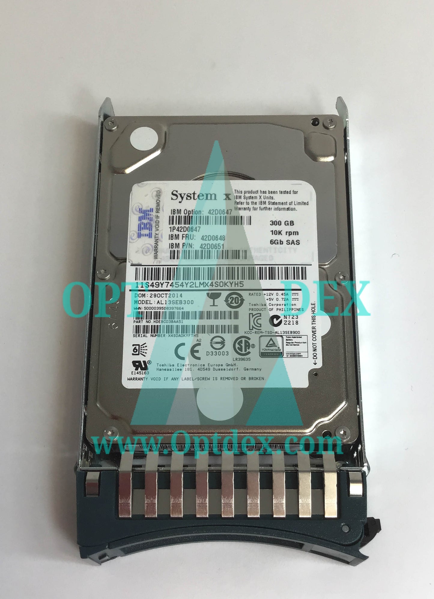 IBM SystemX 300GB 10KRPM 6Gb/s 2.5" SAS Hard Drive - 42D0651