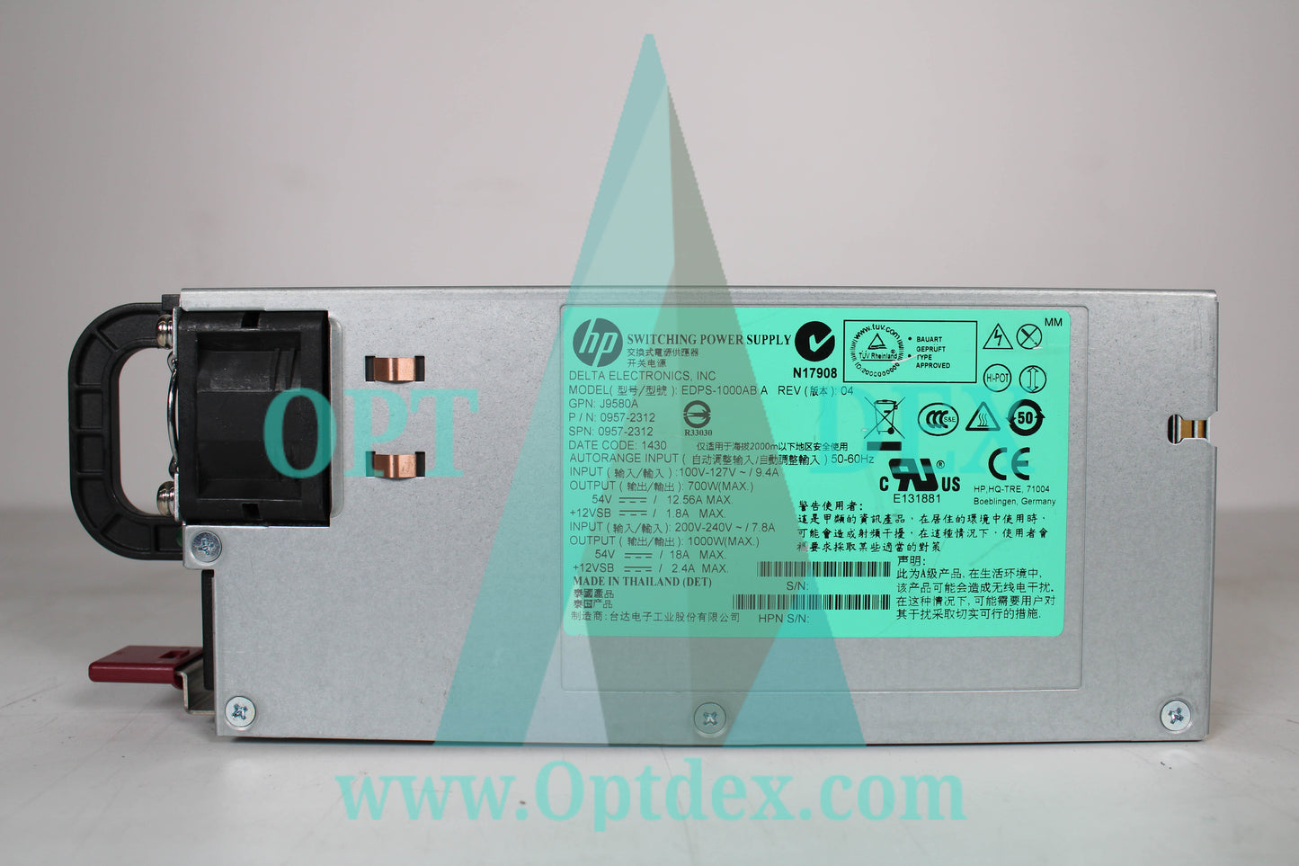 HP 3800 Series X312 1000W AC Power Supply - J9580A