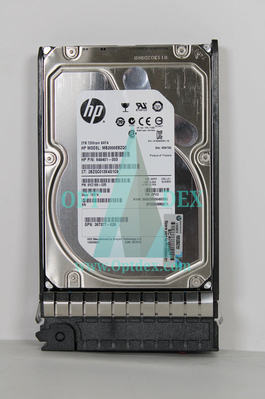 HPE 2TB 3.5" SATA 3GB/s 7.2K RPM Hard Drive - MB2000EBZQC