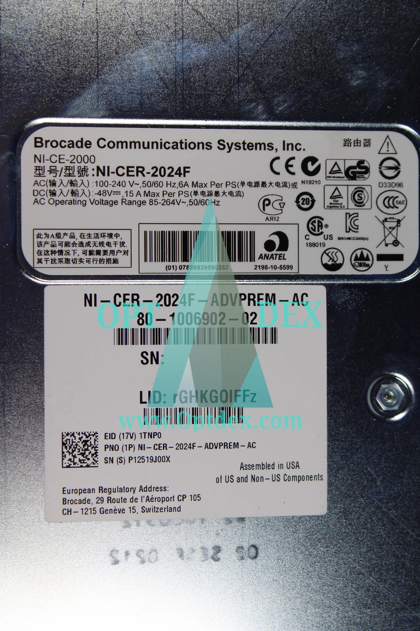 Brocade NetIron CER 2024F 24-Port Ethernet Switch - NI-CER-2024F-ADVPREM-AC