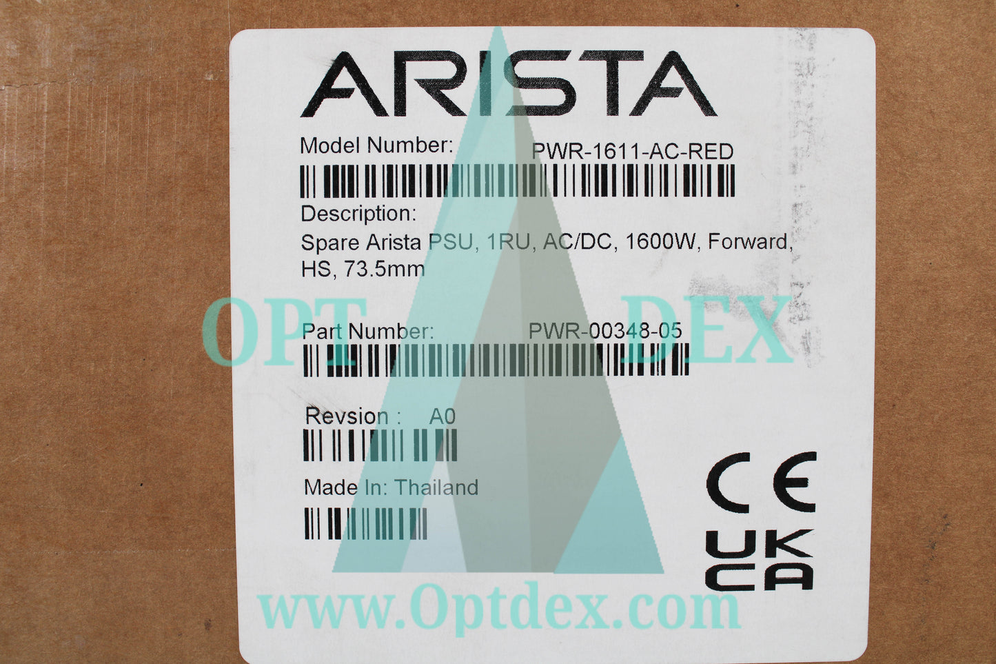 Arista Spare PSU, 1RU, AC/DC, 1600W, Forward, NEW  - PWR-1611-AC-RED