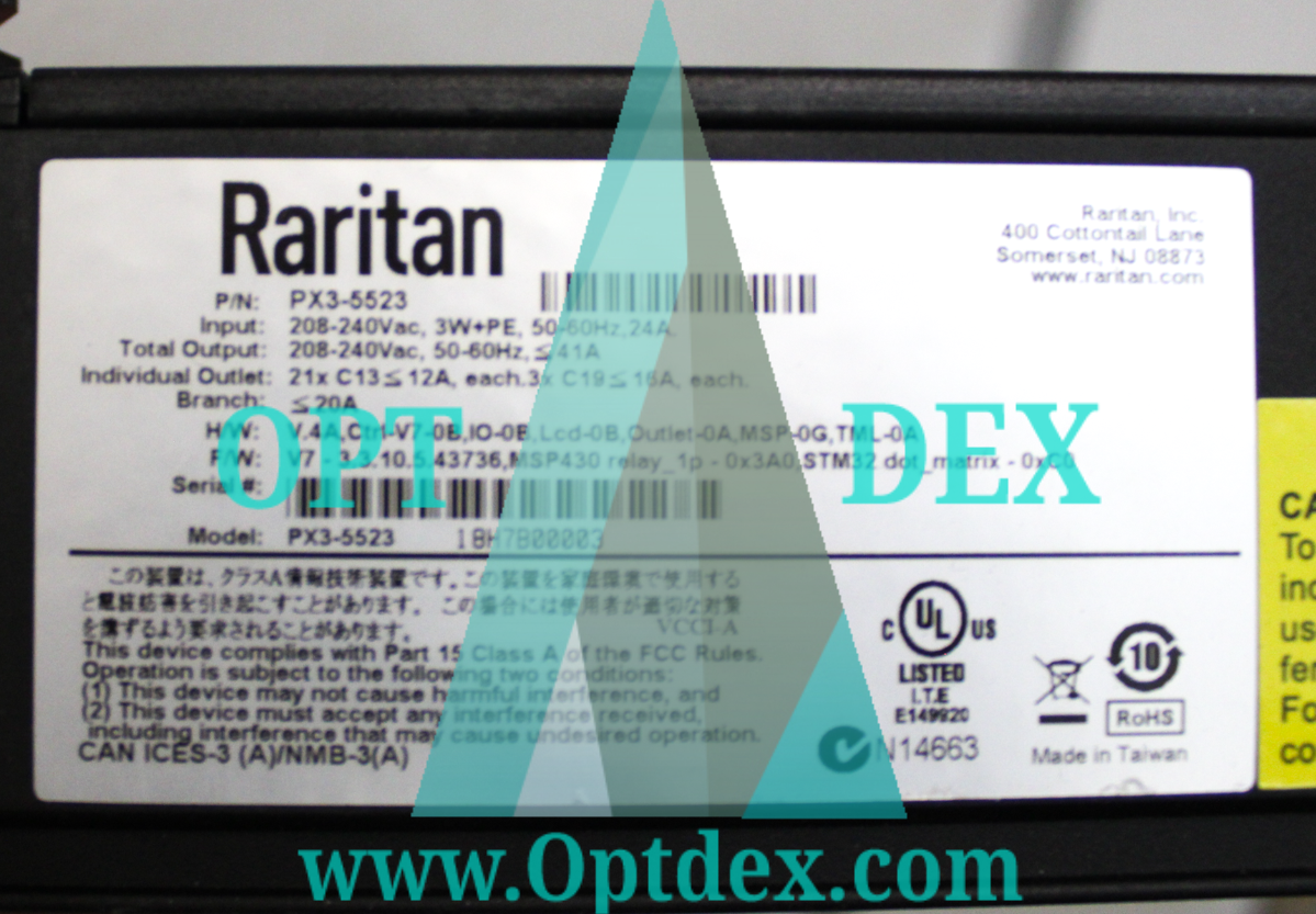 Raritan 24 Outlets 21x C13/3x C19, 208V AC, 30A Rack PDU - PX3-5523