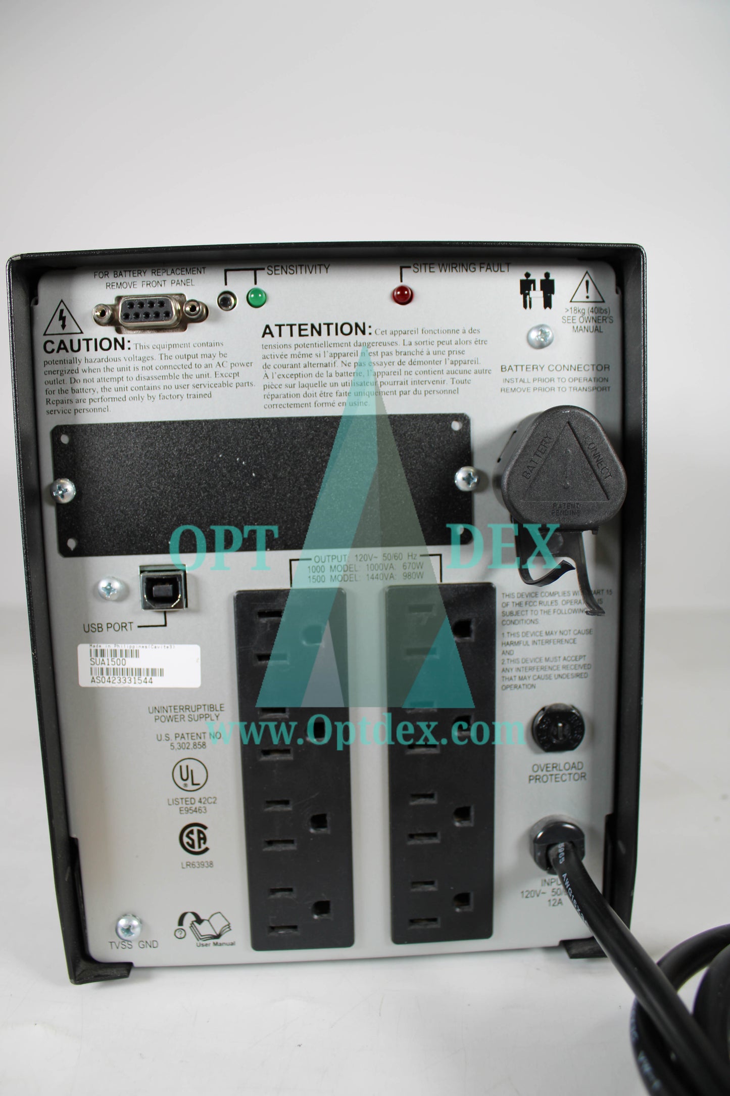 APC SUA1500 UPS 1440VA 120V **MISSING FACEPLATE**