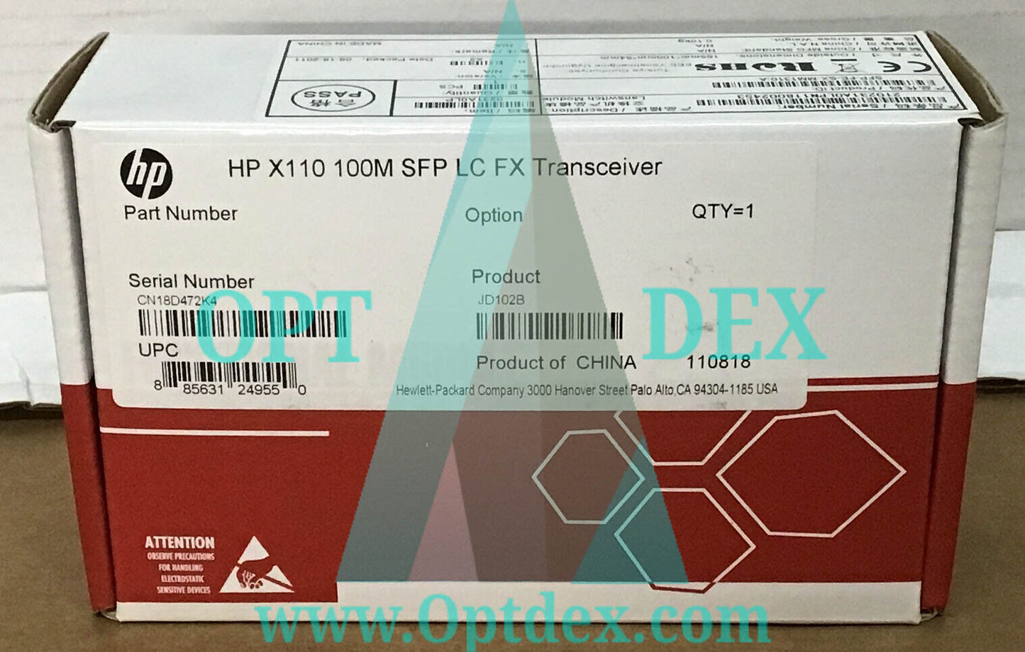 HPE X110 100M SFP LC FX Transceiver - JD102B