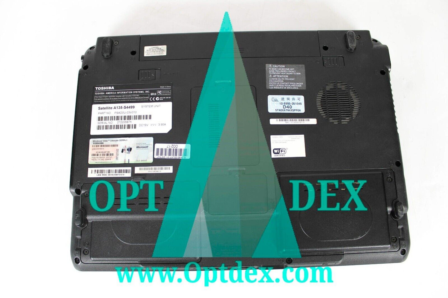 Toshiba Satellite A135-S4499 Laptop Intel Centrino Duo 2GB Windows 7 Pro No AC