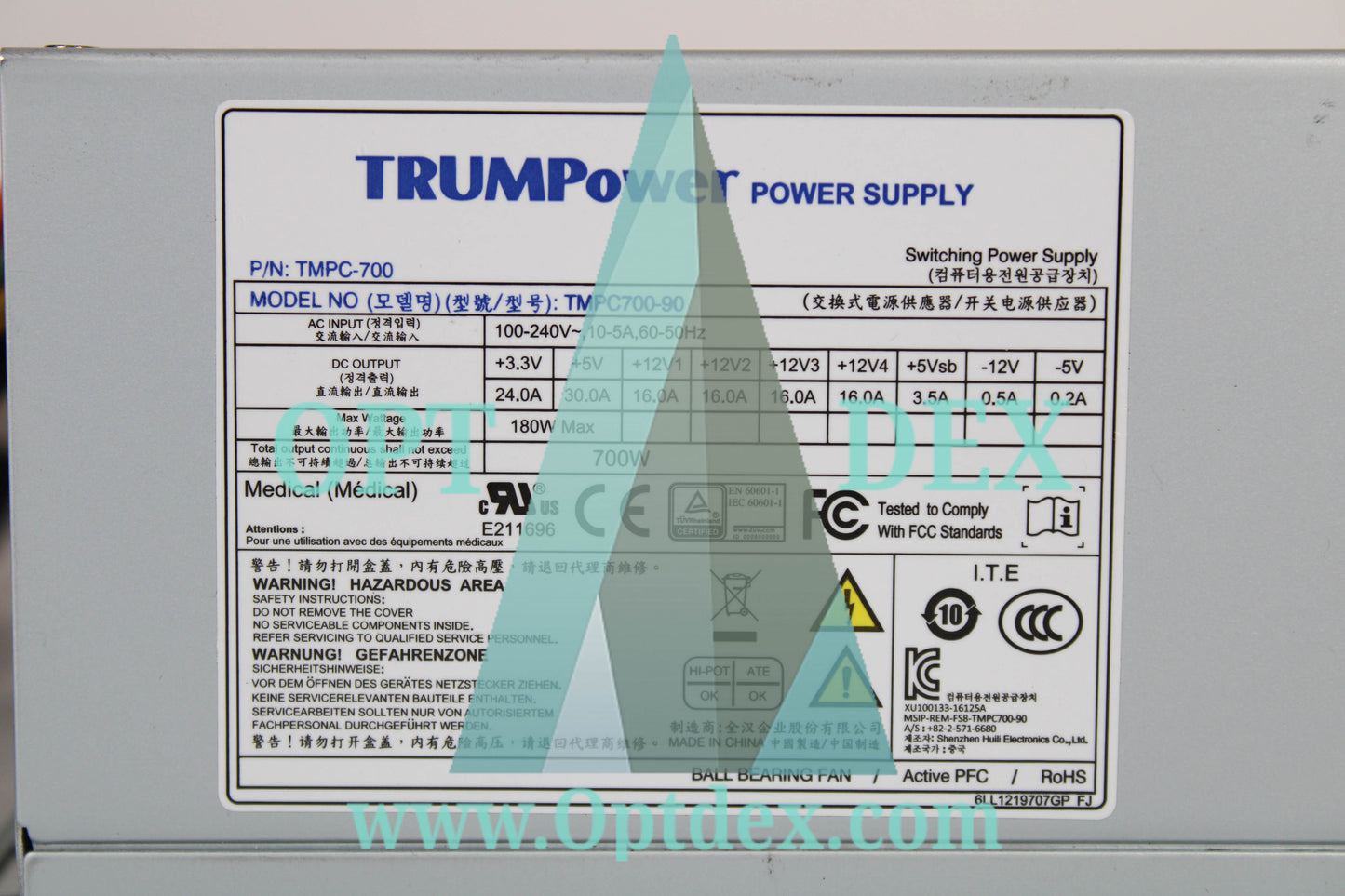 TRUMPower Medically Approved 100-240V/10-5A/700W P/S, TMPC700-90 - TMPC-700